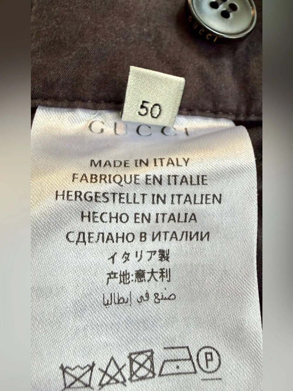 Gucci Mens Charcoal Gray Cotton Pants Size 34 IT 50 Made In Italy Luxury Elastic